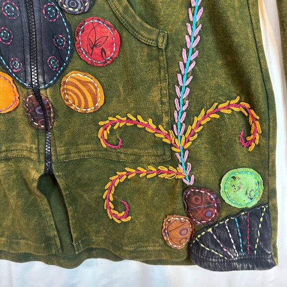 Rising International W Size XL Zip Tunic Hoodie Jacket Boho Hippie Ren Fair Art - Picture 10 of 13